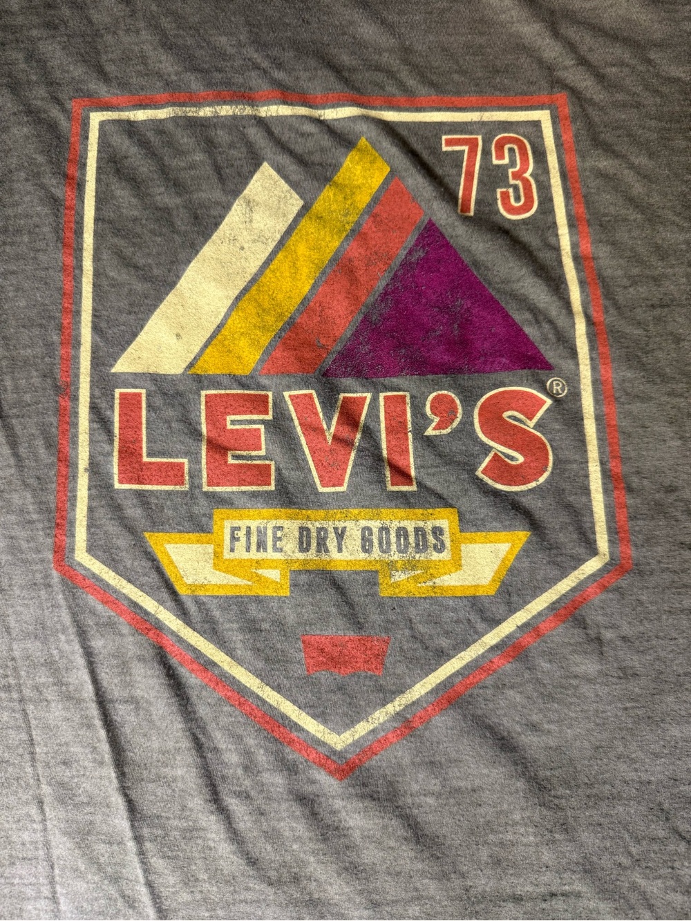 Levi's Gray Short Sleeve Tagless T-Shirt with Multicolor Geometric Logo XXL